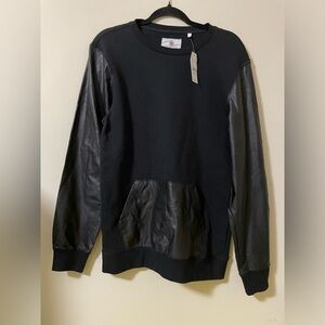 NWT PacSun On the Byas Faux Leather‎ Accent Sweatshirt - M